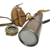 Broadhurst Clarkson brass and leather 4-draw telescope