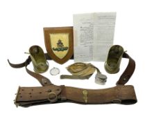 British Army Sam Brown leather belt with Turkish markings; New Zealand Land Forces officer's commiss