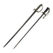 Victorian 1845 pattern infantry officer's sword the 82cm sharpened fullered steel blade with traces