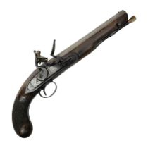 Early 19th century 16-bore flintlock single barrel travelling pistol