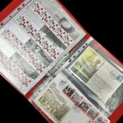 Mint block of twenty Royal Mail Remembrance Day 1st Class stamps with various signatures around the