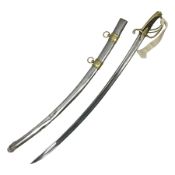 19th century French Chasseur a Cheval de la Guard trooper's sword with 86.5cm slightly curving fulle