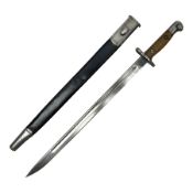WW1 British pattern 1907 bayonet in polished condition with 43cm fullered steel blade by Sanderson