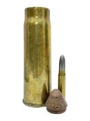 WWI trench art 13-pound anti-aircraft brass shell case engraved Alexandra Princess of Wales