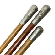 Three malacca cane swagger sticks - Duke of York's Royal military School L68cm; RAMC; and another em