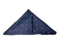 British SOE scarf/cravat woven with rows of small parachutes on a navy blue ground 74 x 76cm