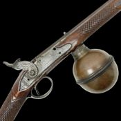 Late 18th/early 19th century Wallis (of Hull) muzzle loading air rifle with medially ribbed copper r