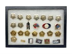 Twenty-six Russian Soviet Space badges 1960s/70s; in small display case