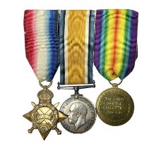 WWI trio of medals comprising British War Medal and Victory Medal awarded to 1815 Pte. W. Scott K.O.