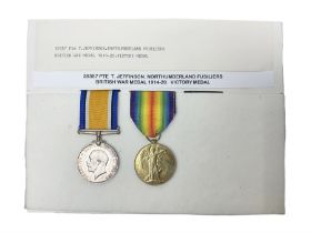 WWI pair of medals comprising British War Medal and Victory Medal awarded to 39357 Pte. T. Jeffinson