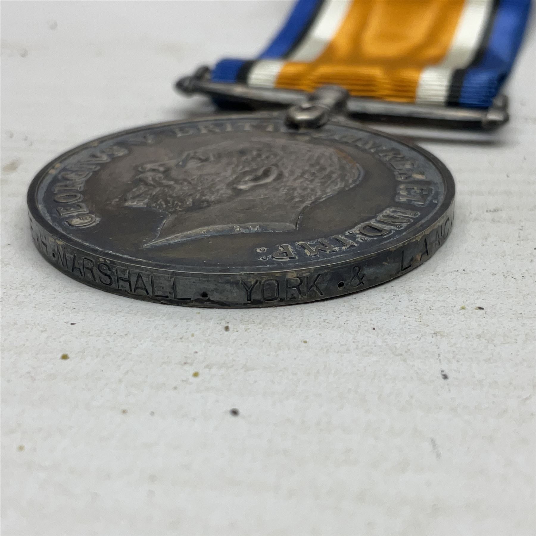 WWI pair of medals comprising British War Medal and Victory Medal awarded to 12-1379 Pte. H. Marshal - Image 8 of 18