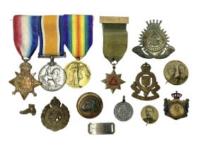 Made-up group of three WWI medals comprising 1914 Star awarded to 23598 Gnr. F. Jefferson R.G.A.
