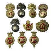 Ten cap badges of Indian interest comprising Bengal Fusiliers No.104