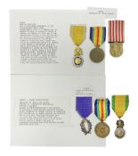 WWI French and Belgian Victory Medals and 1914-1918 Commemorative Medal; Palmes Universitairs Class