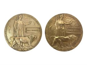 Two WWI bronze memorial plaques named to Hall Serginson and Joseph Stokeld (2)