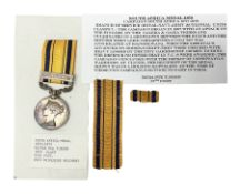 Victoria South Africa Medal (Zulu Wars) 1877-79 with 1879 clasp awarded to 50/544 Pte. T. Noon 57th