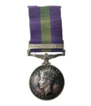 George VI General Service Medal with Palestine clasp awarded to 64155 Dvr. E. Hattersley R.A.S.C.; w
