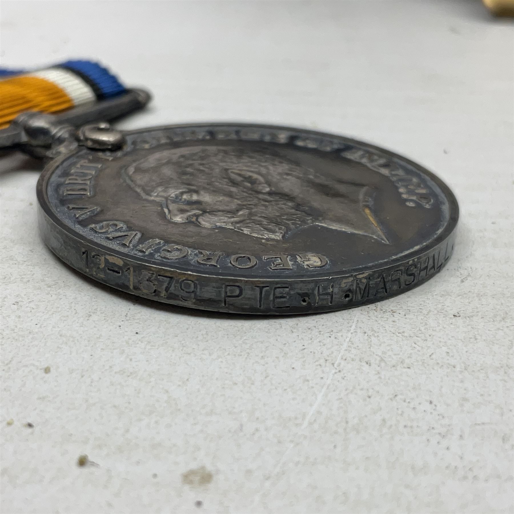 WWI pair of medals comprising British War Medal and Victory Medal awarded to 12-1379 Pte. H. Marshal - Image 7 of 18