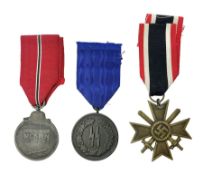 WWII German 'SS' Long Service Medal for four years; Ostfront Medal for the Winter Campaign in Russia