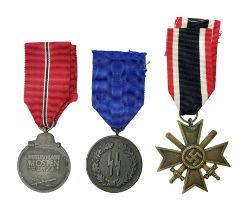 WWII German 'SS' Long Service Medal for four years; Ostfront Medal for the Winter Campaign in Russia