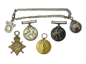 WW1 group of three medals comprising 1914-15 Star awarded to L-Cpl. W.J. Horspool R.War.R.