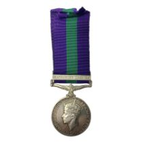George VI General Service Medal with Palestine 1945-48 clasp awarded to 19150916 Gnr. G. Stewart R.A