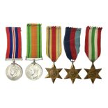 Group of five WWII medals comprising 1939-45 War Medal