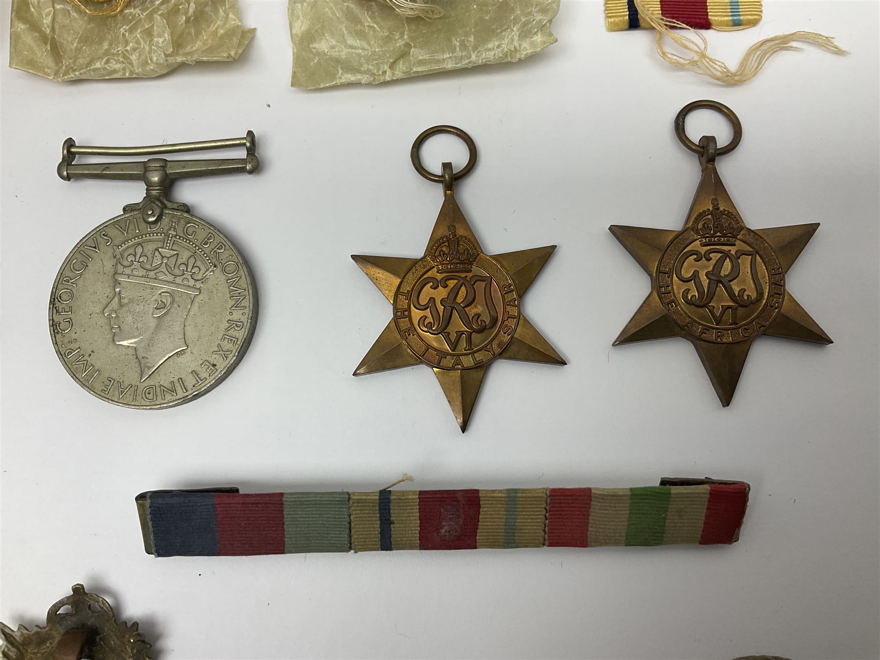 WWII group of three medals comprising 1939-45 War Medal and Italy and Africa Stars in issue box; dog - Image 8 of 14