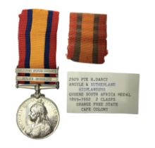 Victoria Queens South Africa Medal with Cape Colony and Orange Free State clasps awarded to 2929 Pte