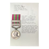 Victoria India Medal with Tirah 1897-98 and Punjab Frontier 1897-98 clasps awarded to 367H Pte. W. S