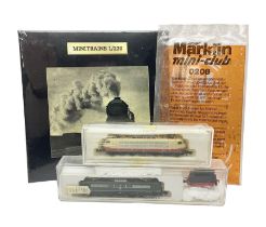 Marklin mini-club 'Z' gauge - two double pantograph locomotives; one in original hard plastic box an