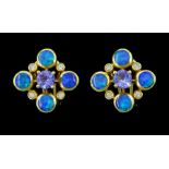 Pair of 14ct gold 14ct gold opal