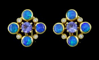 Pair of 14ct gold 14ct gold opal