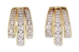 Pair of 9ct gold diamond set half hoop earrings