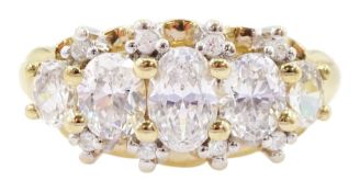 14ct gold oval and round cut cubic zirconia cluster ring