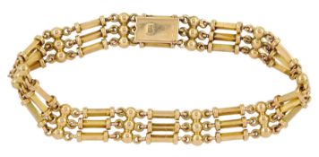 Early 20th century 15ct rose gold gold rectangular and bead link bracelet
