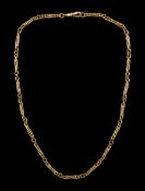 9ct gold rectangular twist and circular link chain necklace