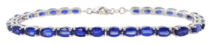 Silver oval kyanite bracelet