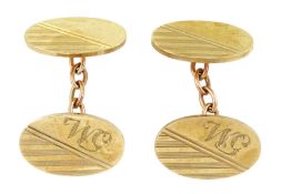 Pair of 9ct gold oval link cufflinks