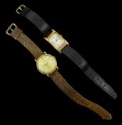 Rose gold rectangular manual wind wristwatch