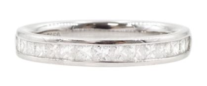 Platinum channel set princess cut diamond half eternity ring