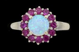 9ct gold garnet and opal cluster ring