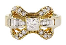 14ct gold diamond bow ring
