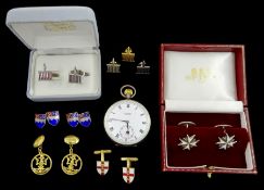 Five pairs of silver and silver-gilt cufflinks including St John the Amalfi Cross by Spink