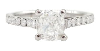 18ct white gold single stone cushion cut diamond ring