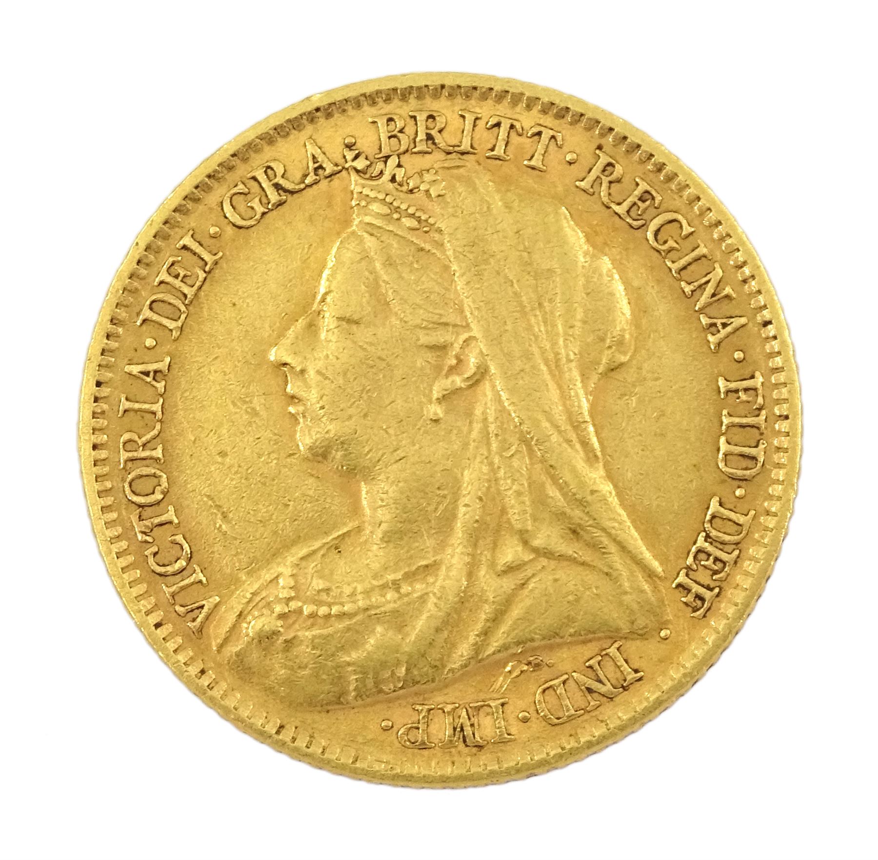 Queen Victoria 1899 gold half sovereign coin