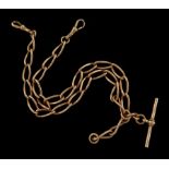 Edwardian 9ct rose gold oval link Albert watch / necklace chain by Henry Allday & Son