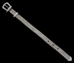 14ct white round brilliant cut diamond belt bracelet