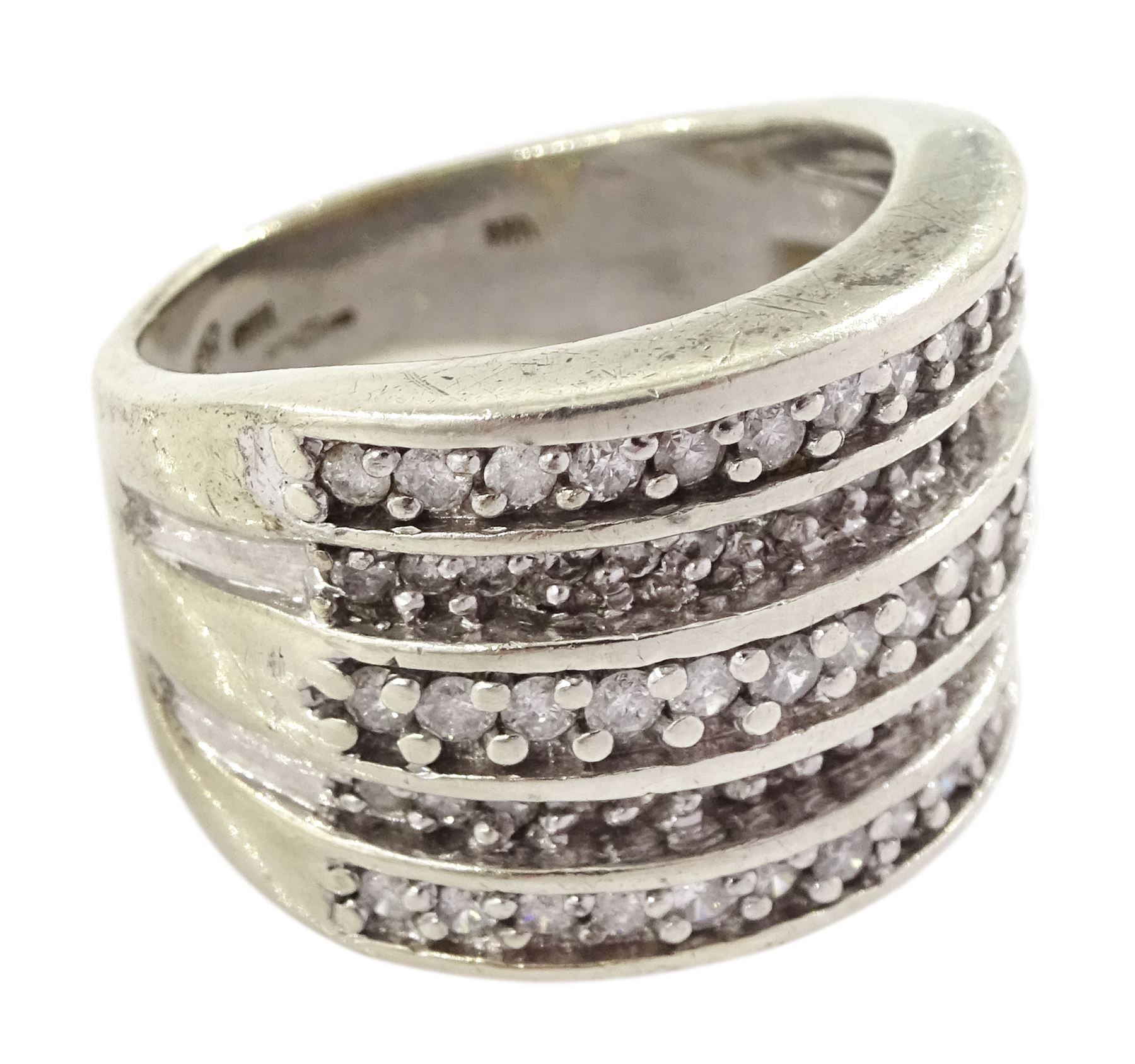 9ct gold five row round brilliant cut diamond half eternity ring - Image 3 of 4