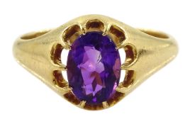 Early 20th century 18ct gold single stone amethyst ring